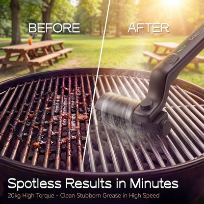 【Father'S Day Gift】Drayvorx Electric Grill Brush for Outdoor, 2026 Tiktok BBQ Grill Cleaner with 2 Heads, 3-Speed & Angle Adjust Cordless Rotary Grill Brush, 150Mins Runtime Grill Cleaning Brush for Barbecue Grates,Summerwins,Safe Bristle