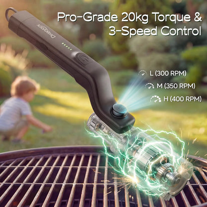 【Father'S Day Gift】Drayvorx Electric Grill Brush for Outdoor, 2026 Tiktok BBQ Grill Cleaner with 2 Heads, 3-Speed & Angle Adjust Cordless Rotary Grill Brush, 150Mins Runtime Grill Cleaning Brush for Barbecue Grates,Summerwins,Safe Bristle