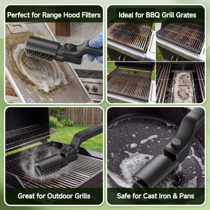 【Father'S Day Gift】Drayvorx Electric Grill Brush for Outdoor, 2026 Tiktok BBQ Grill Cleaner with 2 Heads, 3-Speed & Angle Adjust Cordless Rotary Grill Brush, 150Mins Runtime Grill Cleaning Brush for Barbecue Grates,Summerwins,Safe Bristle